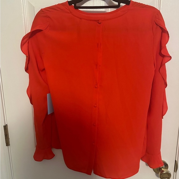 CeCe Red Ruffled Long Sleeve Blouse - Picture 3 of 4